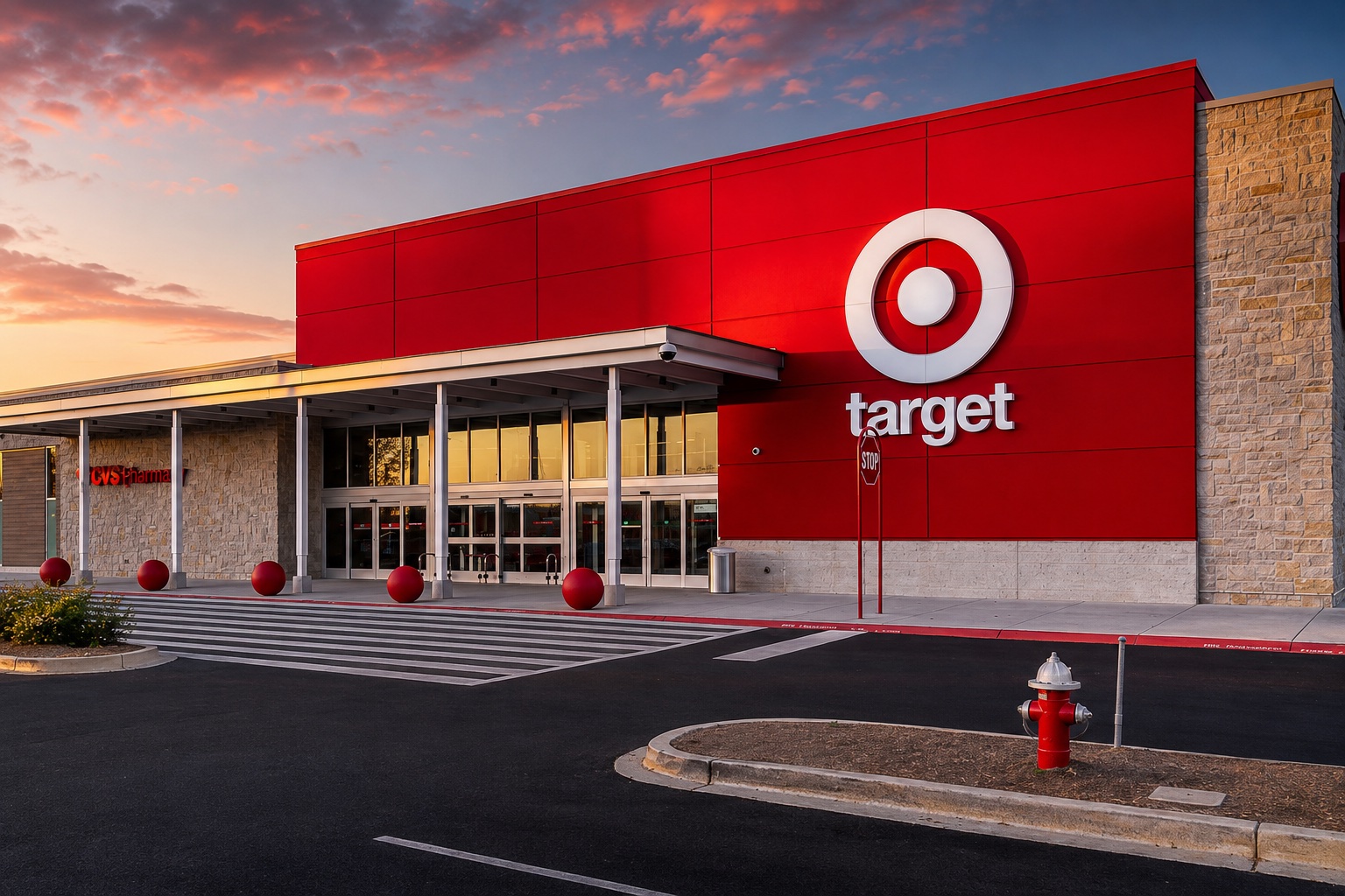 Edited photograph of a Target storefront at dusk
